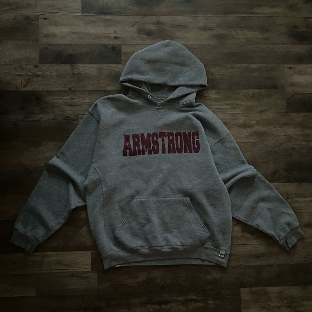 Russell Athletic Gray Hoodie with Maroon Print